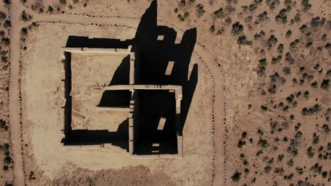 Top view of adobe ruins at Fort Churchill Nevada Stock Footage 133212843