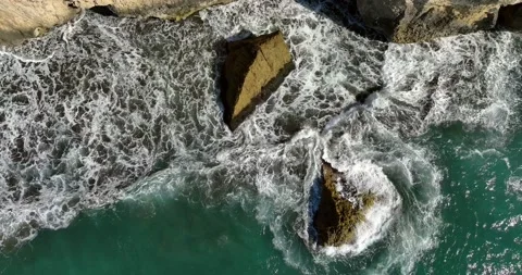 Top view aerial image from drone of an stunning beautiful sea landscape beach Stock Footage 227924617