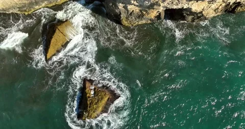 Top view aerial image from drone of an stunning beautiful sea landscape beach Stock Footage 227924662