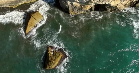 Top view aerial image from drone of an stunning beautiful sea landscape beach Stock Footage 227924717