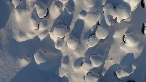 Top view aerial of Raudholar craters and rocks covered with snow, Iceland Stock Footage 120487953