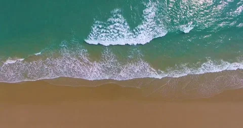 Top view aerial video 4K from drone of  sea landscape beach with turquoise water Stock Footage 194984730