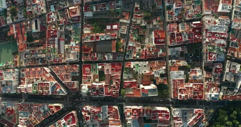 Top view aerial video of development infrastructure city, Spain, Tenerife, Santa Stock Footage 140973805