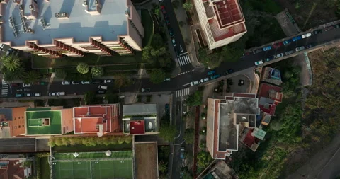 Top view aerial video of development infrastructure city, Spain, Tenerife, Santa Vídeos de archivo 141036590