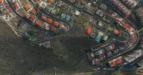 Top view aerial video of development infrastructure city, Spain, Tenerife, Santa Vídeo Stock 141116658