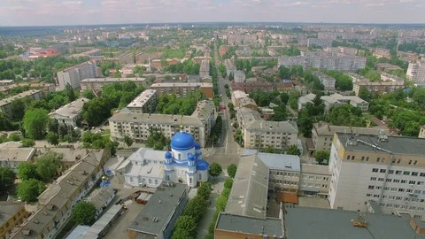 Top view aerial video of weak infrastructure city with transportation system. Stock Footage 77459900