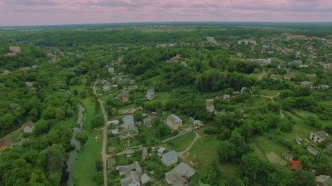 Top view aerial video of weak infrastructure city with transportation system. Stock Footage 77491114