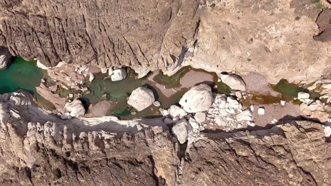 Top view of Aerial view of clear emerald water Natural pools Stock Footage 323705957