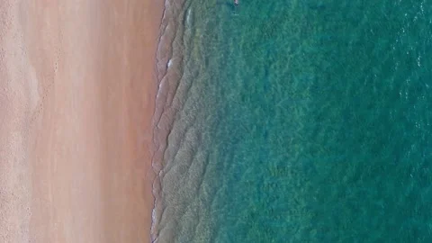(Top view) Aerial view drone over beach sea. Beautiful sea waves. Beach sand  Stock Footage 149500373
