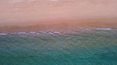 (Top view) Aerial view drone over beach sea. Beautiful sea waves. Beach sand  Видео 149500498