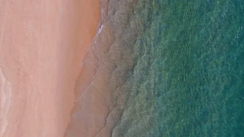 (Top view) Aerial view drone over beach sea. Beautiful sea waves. Beach sand  Stock Footage 149500559