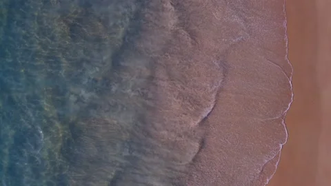 (Top view) Aerial view drone over beach sea. Beautiful sea waves. Beach sand  Stockbeeldmateriaal 149500624