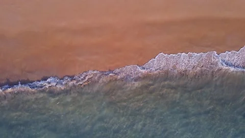 (Top view) Aerial view drone over beach sea. Beautiful sea waves. Beach sand  Stock Footage 149501987