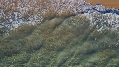 (Top view) Aerial view drone over beach sea. Beautiful sea waves. Beach sand and Stock Footage 172391935