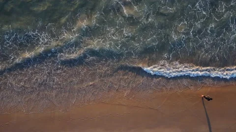 (Top view) Aerial view drone over beach sea. Beautiful sea waves. Beach sand and 動画素材 172391999