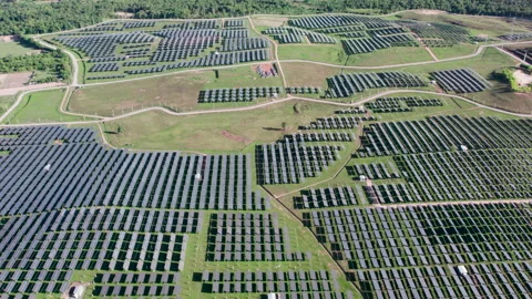 Top view Aerial view of Solar panel, photovoltaic Stock Footage 207631777