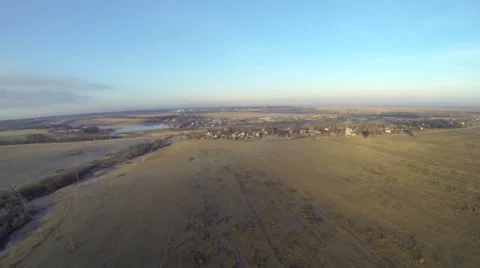 Top view from afar on small town in autumn Stock Footage 68071305