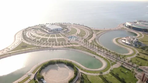 Top View of Al Khobar Corniche and Waterfront Development Stock Footage 334237463