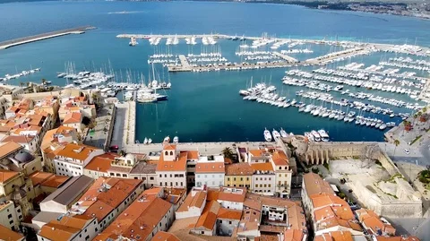 Top View Alghero marina Video stock 127377816