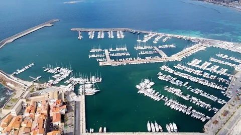 Top View Alghero marina Video stock 127377818