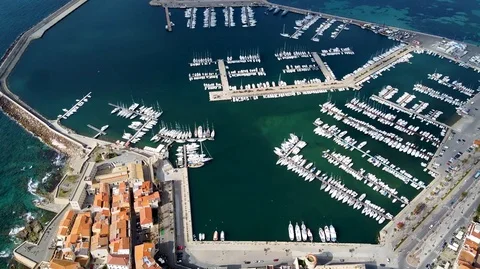 Top View Alghero marina Video stock 127377955