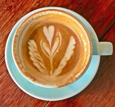 Top view of almost done hot cappuccino Stock Photos