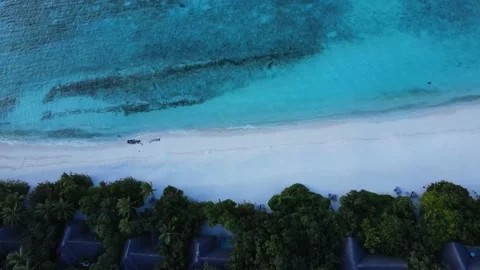 Top view of Amazing Sandy coastline with white turquiose sea waves. Beautiful Stock Footage 201736923
