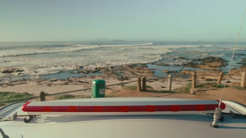 Top view of an ambulance at the beach Stock Footage 278784161