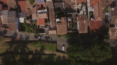 Top view on ancient beautiful roofs sunset drone footage Stock Footage 84564618