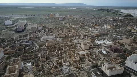 Top view of the ancient burial ground in Kazakhstan Stock Footage 115842912