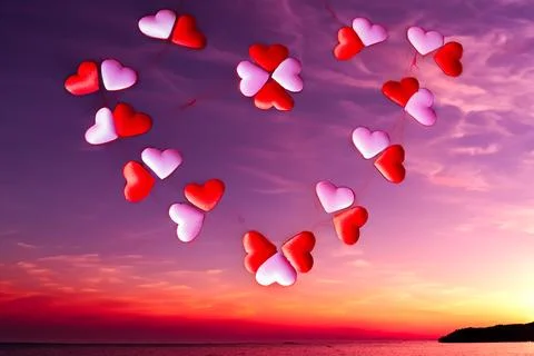 Top view and close up Many red hearts ond pink. Happy valentine's day design Stock Illustration