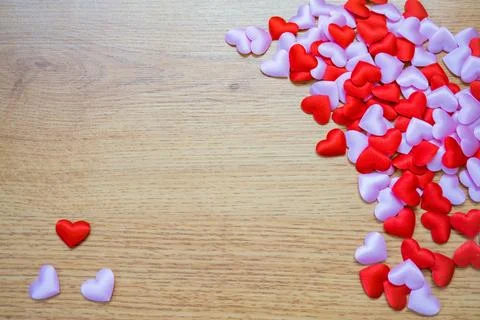 Top view and close up Many red hearts ond pink. Happy valentine's day design Stock Photos