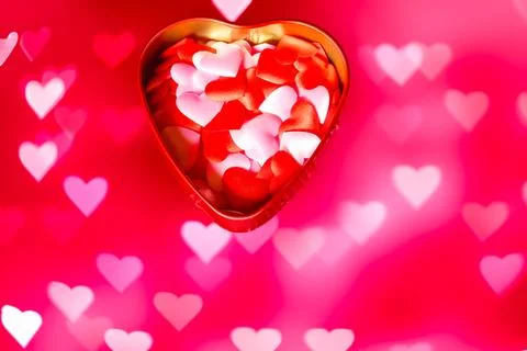 Top view and close up Many red hearts ond pink. Happy valentine's day design Stock Photos