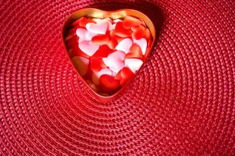 Top view and close up Many red hearts ond pink. Happy valentine's day design Stock Photos