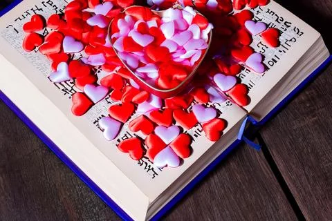 Top view and close up Many red hearts ond pink. Happy valentine's day design Stock Photos