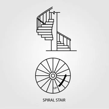 Top view and side view of a Spiral Staircase Stock Illustration