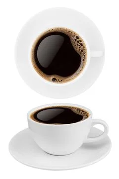 Top view and side view coffee cup collection, coffee cup assortment with shap Foto stock