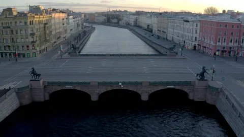 Top view on Anichkov bridge in Saint Petersburg Stock Footage 153492640