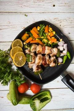Top view of appetizer kebab meat Stock Photos