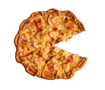 Top-view An appetizing pizza on white background Stock Photos