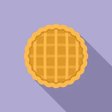 Top view apple pie icon flat vector. Cake dessert Stock Illustration