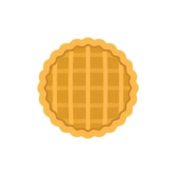 Top view apple pie icon flat vector. Cake dessert Stock Illustration