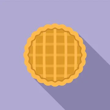Top view apple pie icon flat . Cake dessert Stock Illustration