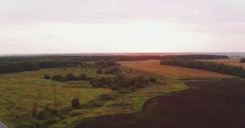 Top view arable land and agricultural fields, aerial shot Stock Footage 82016943