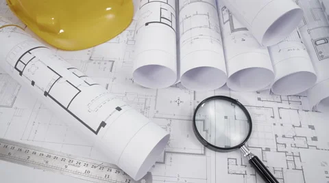 Top view of architect's desk Stock Footage 60633528
