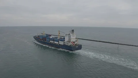 Top view around a cargo ship at sea Stock Footage 120467622