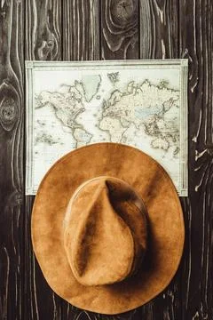 Top view arranged hat map Stock Photos