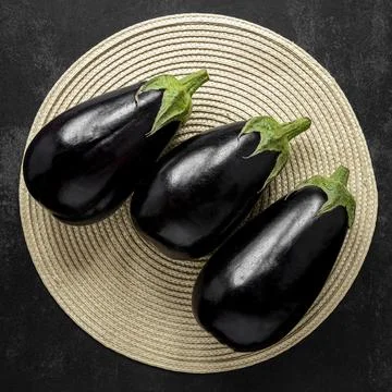 Top view arrangement eggplants Stock Photos