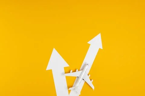 Top view arrows with airplane direction Stock Photos