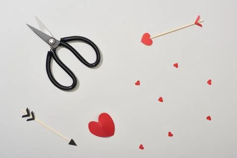 Top view arrows scissors paper Stock Photos